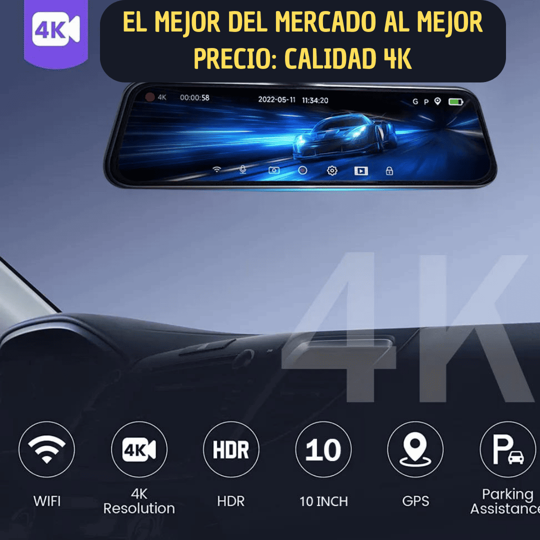 ESPEJO RETROVISOR CON CÁMARA DELANTERA Y TRASERA MODELO 2024