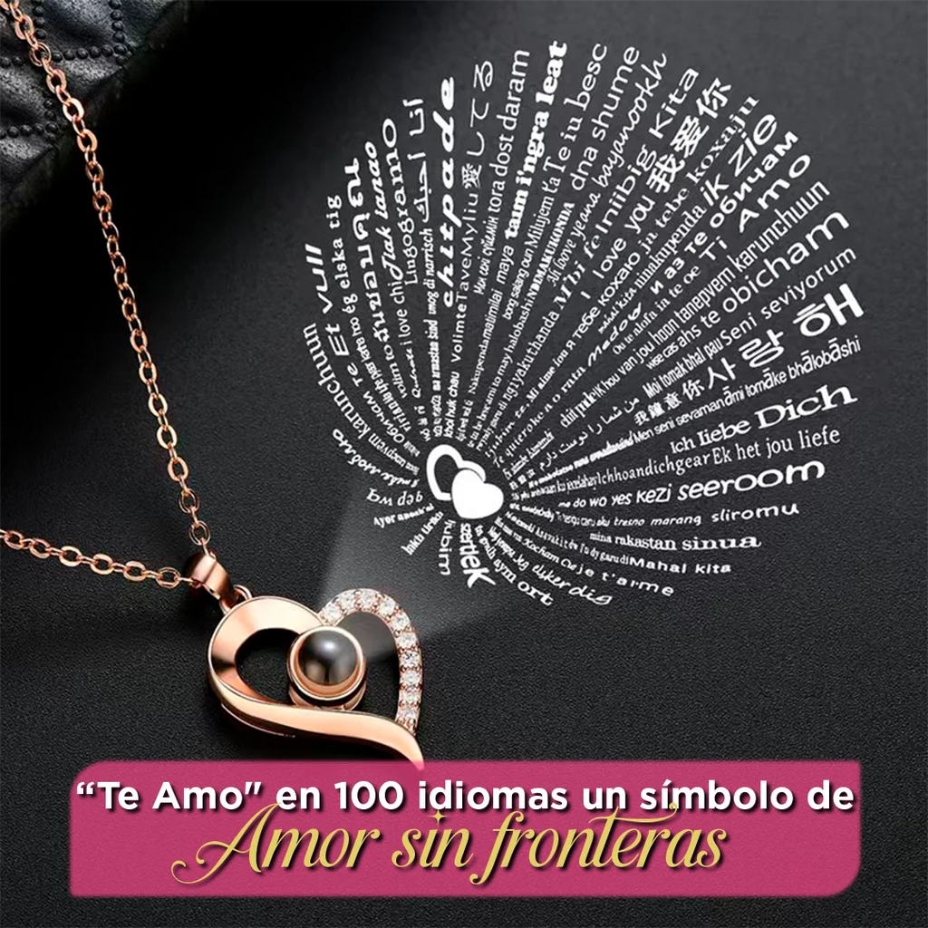 COMBO ANILLO + COLLAR TE AMO EN 100 IDIOMAS DIFERENTES