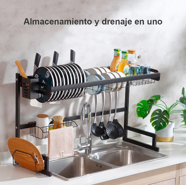 ESCURRIDOR DE PLATOS EN ACERO INOXIDABLE | DISEÑO ELEGANTE | 65 CM |