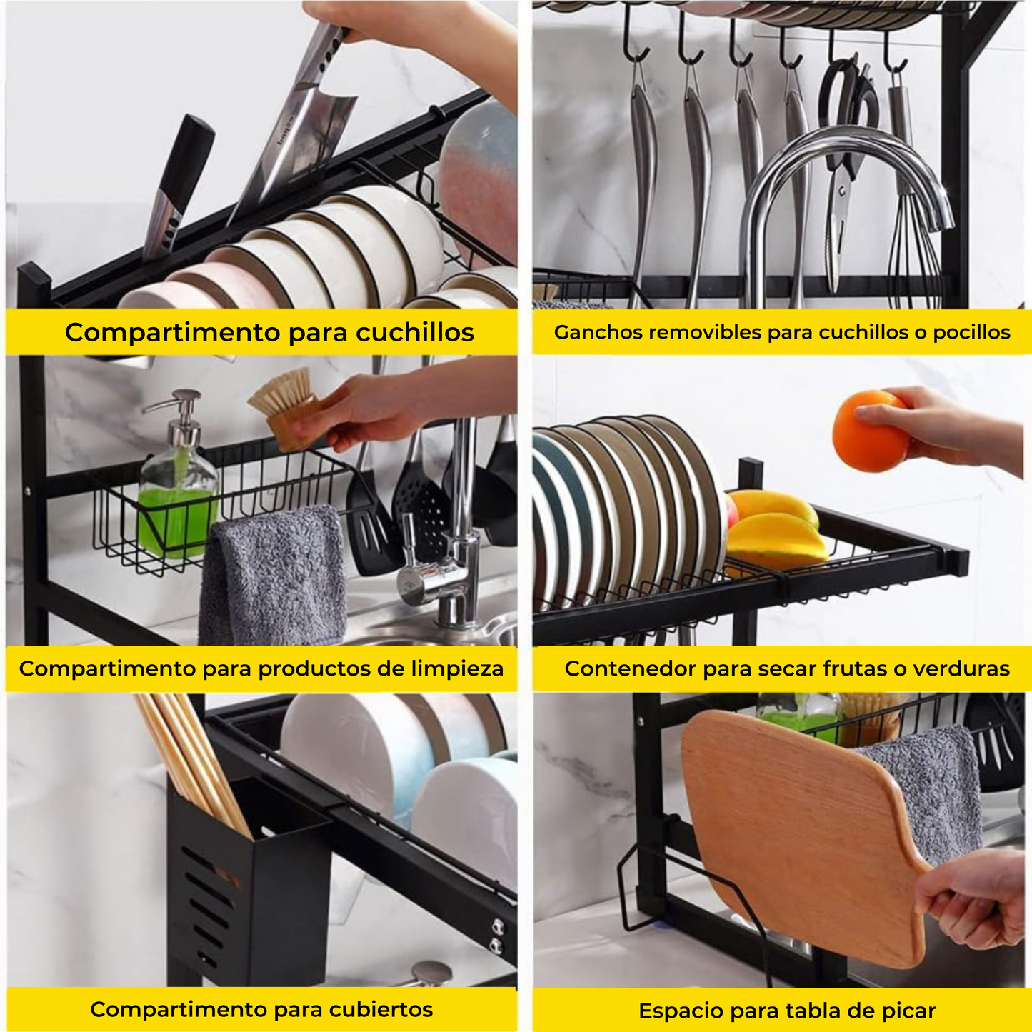 ESCURRIDOR DE PLATOS EN ACERO INOXIDABLE | DISEÑO ELEGANTE | 65 CM |