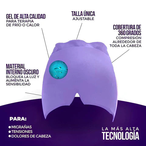 GORRO DE HIDROGEL ANTIMIGRAÑA - EFECTO FRÍO O CALIENTE - ALIVIA DOLOR