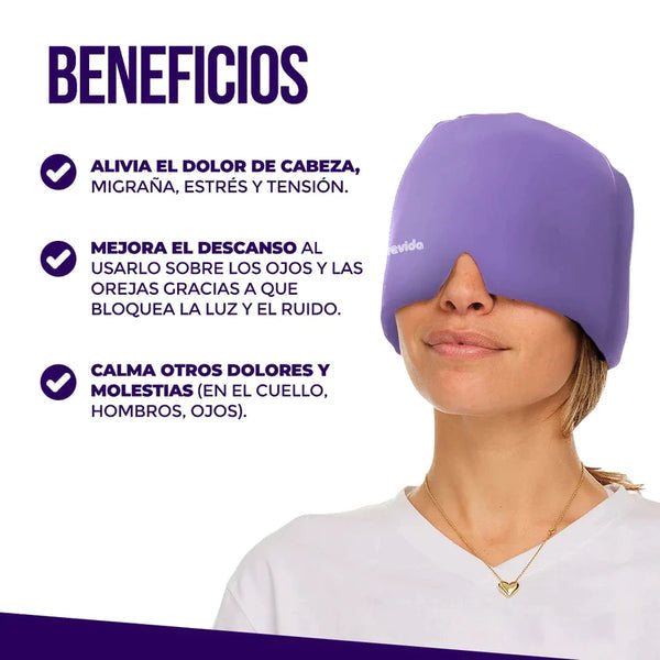 GORRO DE HIDROGEL ANTIMIGRAÑA - EFECTO FRÍO O CALIENTE - ALIVIA DOLOR