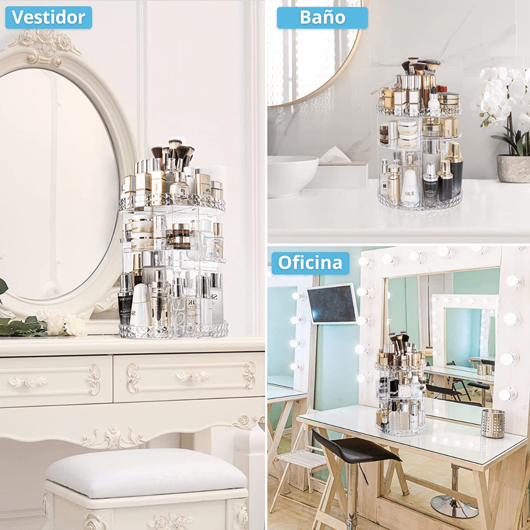 ORGANIZADOR DE MAQUILLAJE DIAMANTE 360°