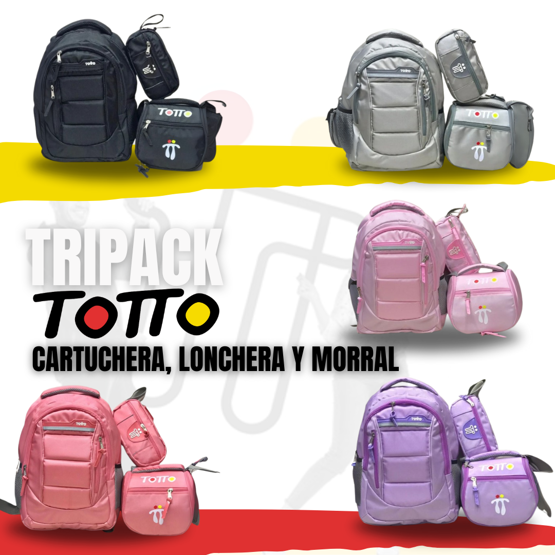 Combo TOTTO - Morral, cartuchera y lonchera😲🚨