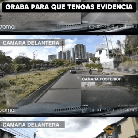 ESPEJO RETROVISOR CON CÁMARA DELANTERA Y TRASERA MODELO 2024